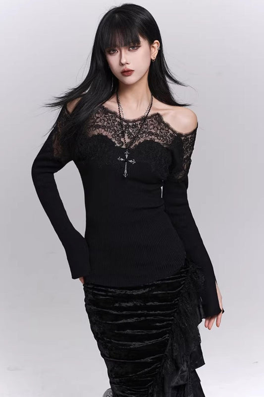 Ghostly Black Off-Shoulder Top