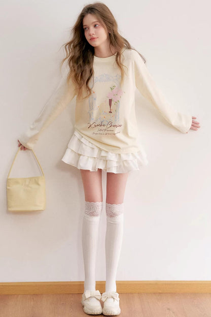 Hand-Painted Rose Cotton Top