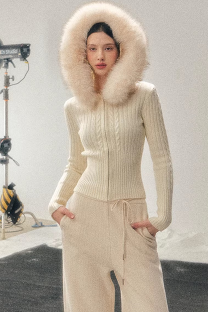 Hooded Knitted Sweater Jacket