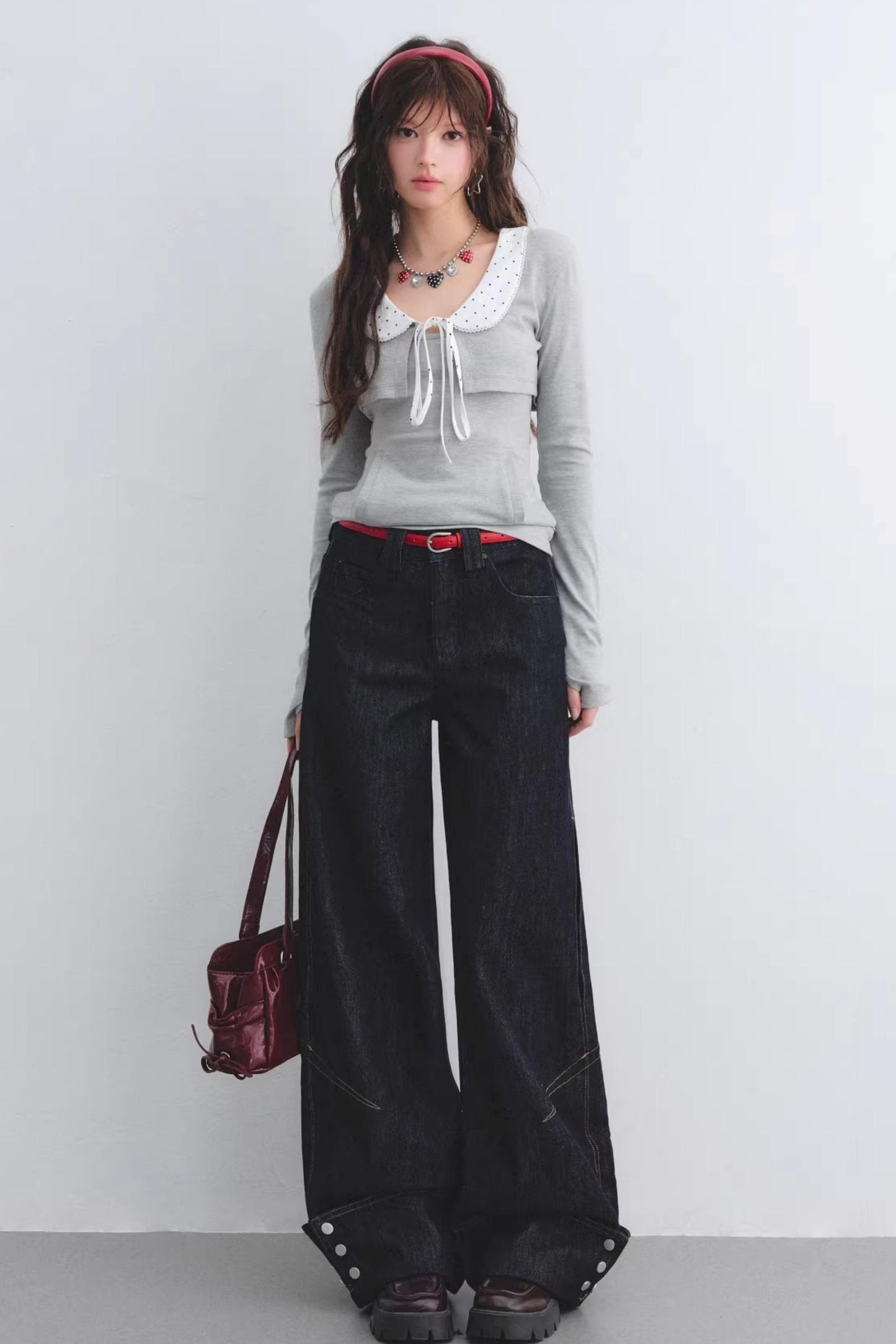 Lyocell Red Belted Pants