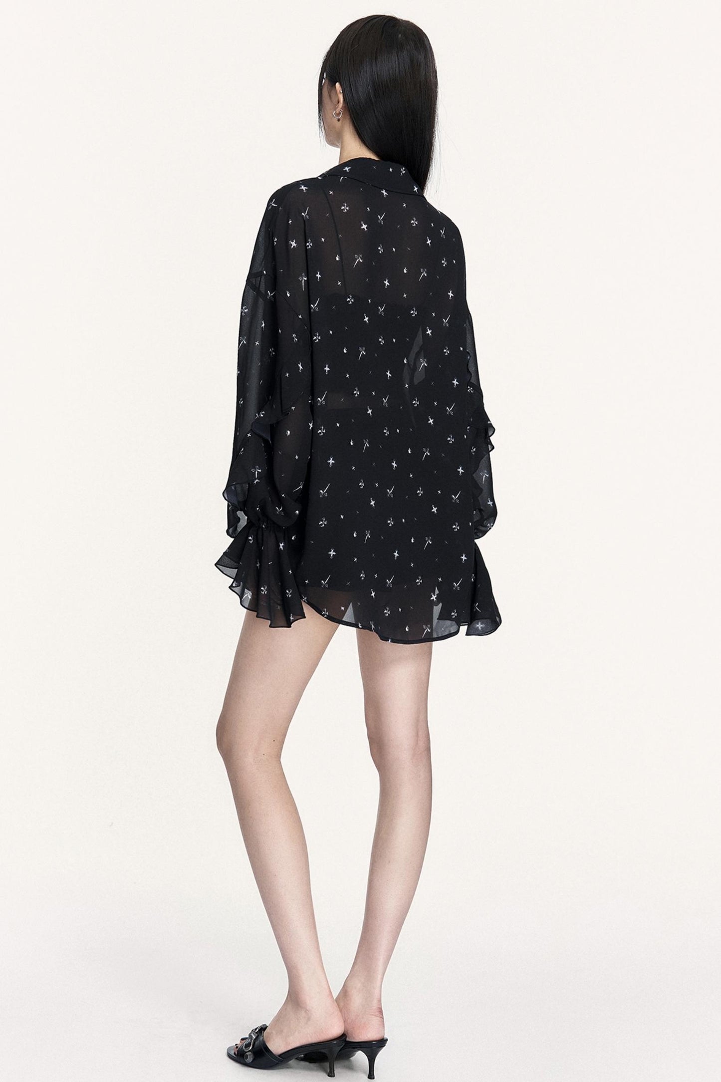 Romantic Chiffon Ruffled Long-Sleeved Top