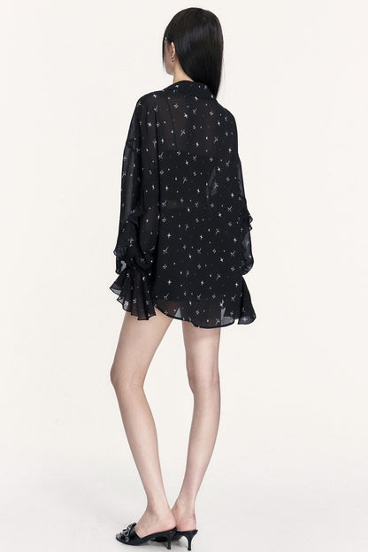 Romantic Chiffon Ruffled Long-Sleeved Top
