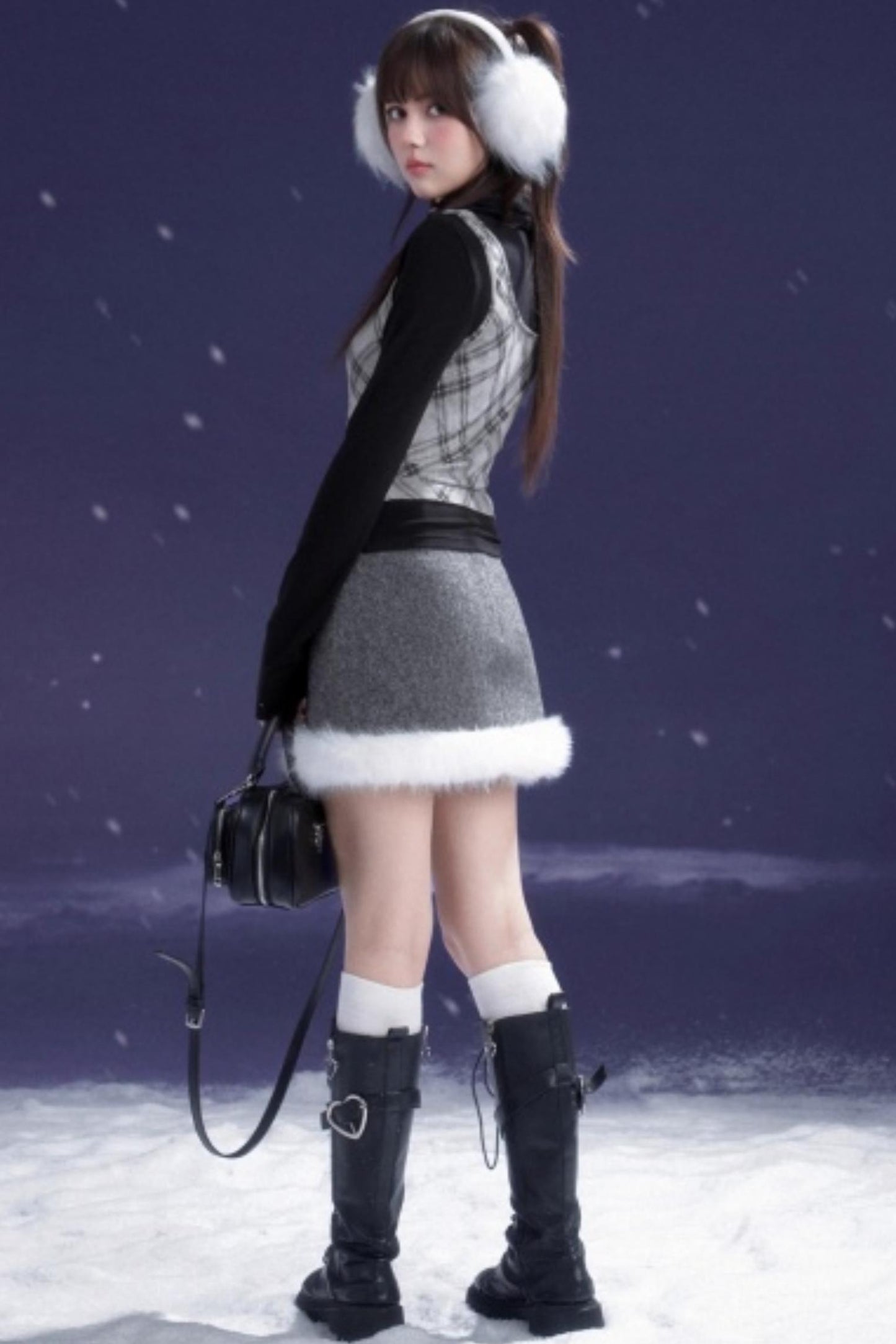 Gray Woolen Note Skirt