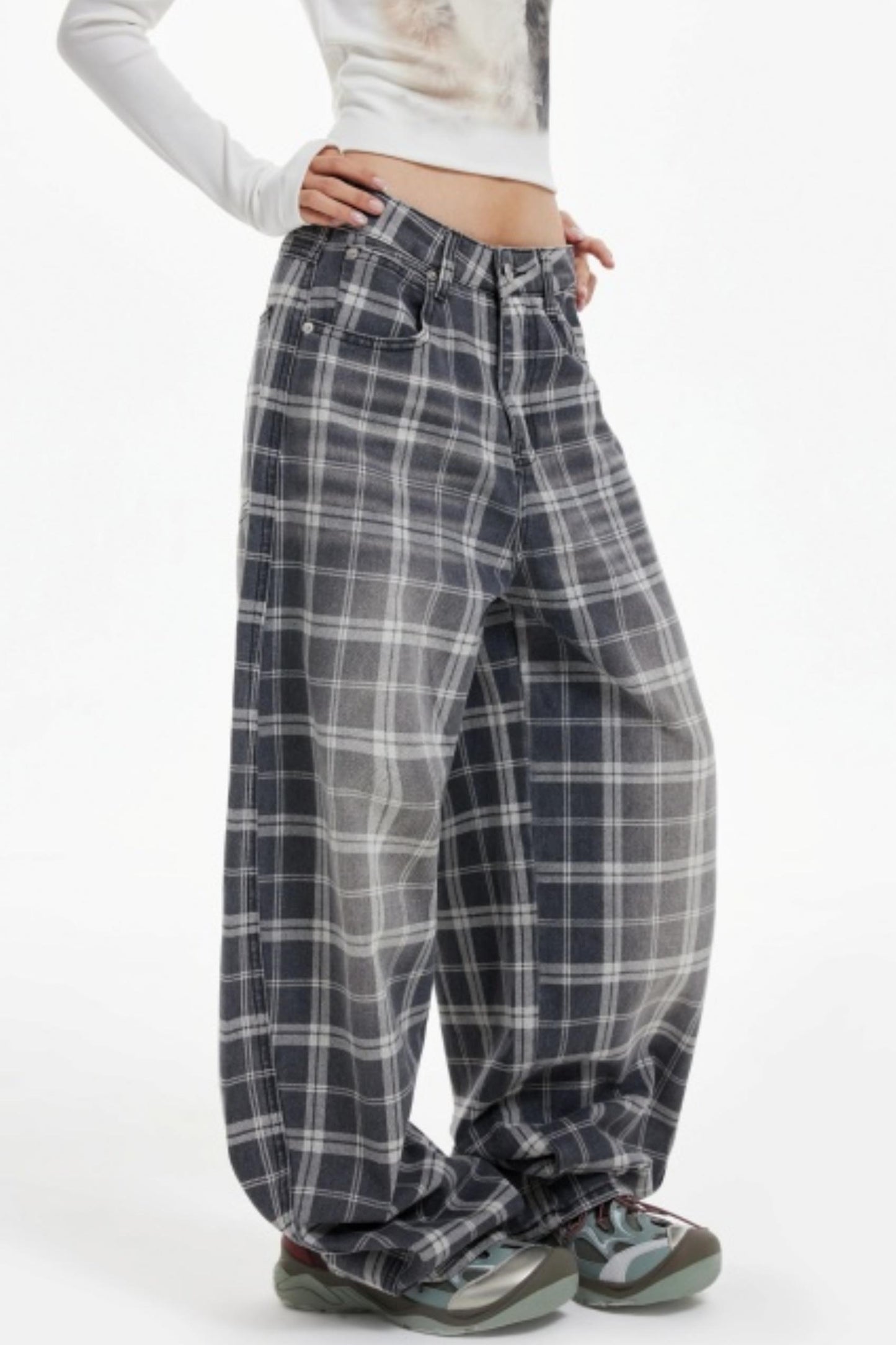 American Check Scimitar Wide-leg Pants