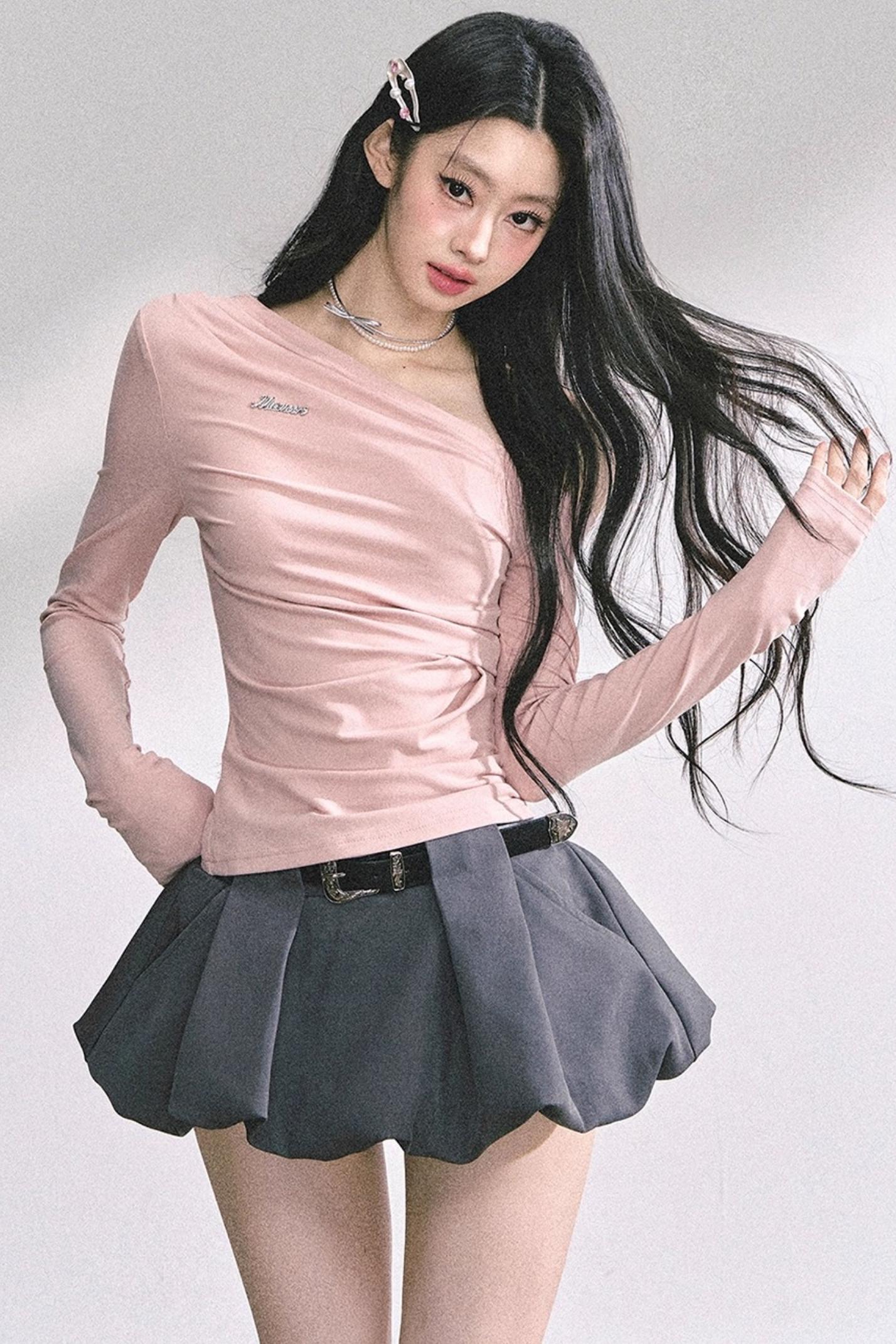Spicy American Long-Sleeved Gray Top