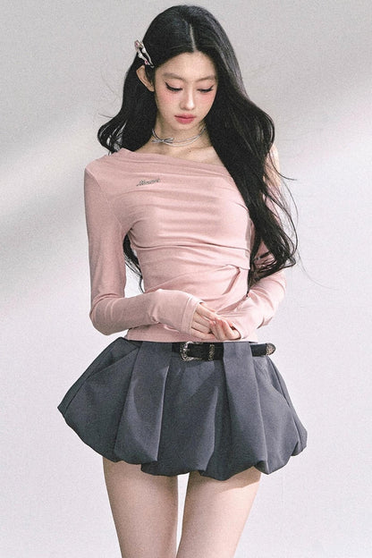 Spicy American Long-Sleeved Gray Top