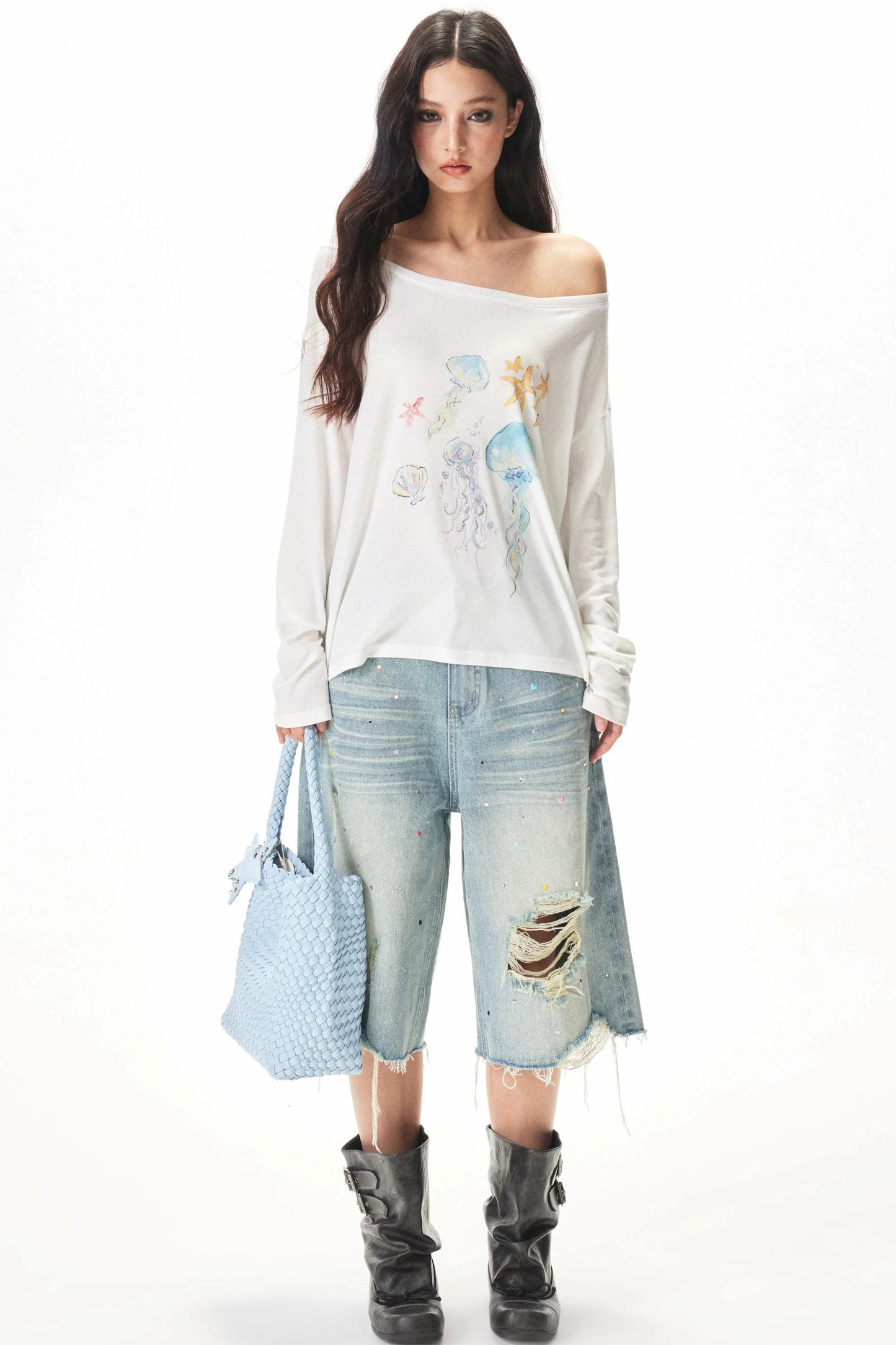 Retro Ripped Denim Shorts