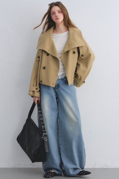 Rhinestone Washed Denim Pants