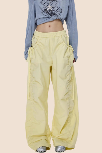 American Yellow Wide Leg Cargo Pants