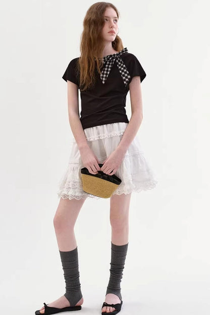 Lace Cotton A-Line Skirt