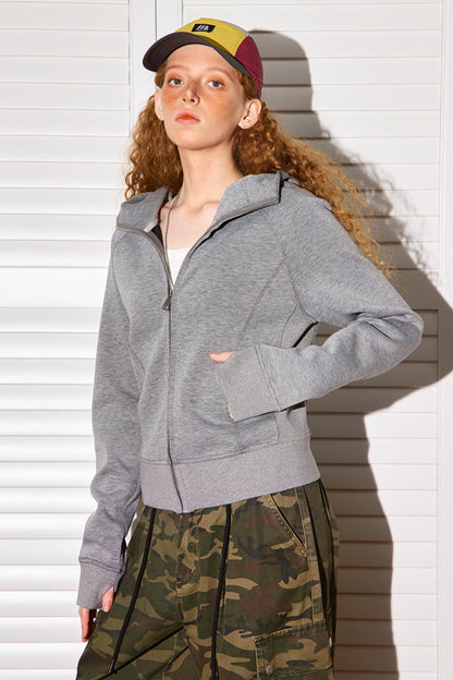 크롭 더블 지퍼 슬림 탑 