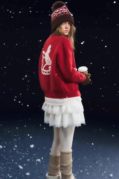 Lucky Pony Round Neck Cardigan