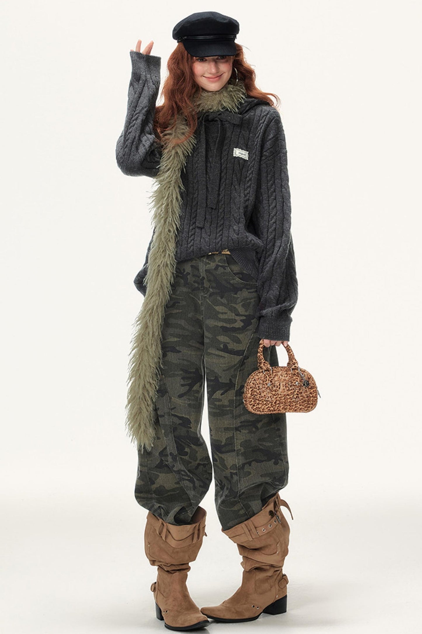 Lazy Cable Hooded Top