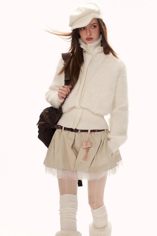 Winged White Turtleneck Sweater