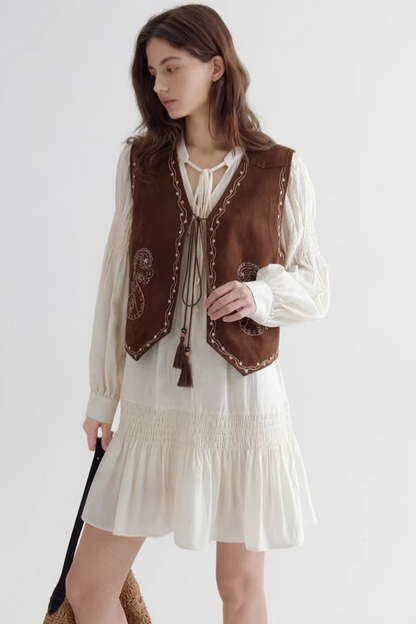 Color-Block Suede Vest