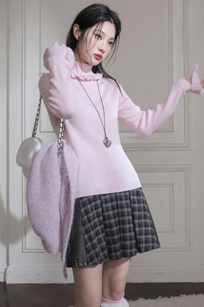 Mercerized Wool Ruffle Top