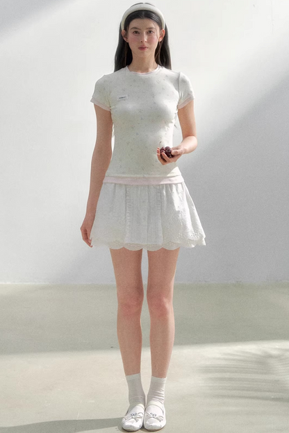 Pure White Embroidered Skirt