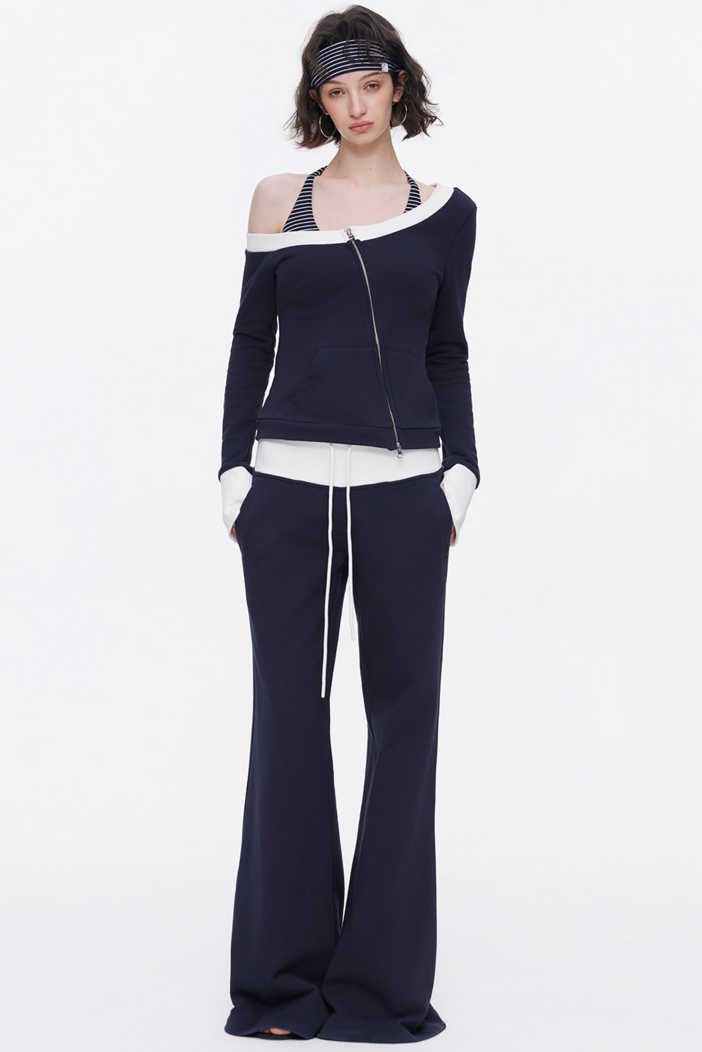 Color-Blocked Flared Pants