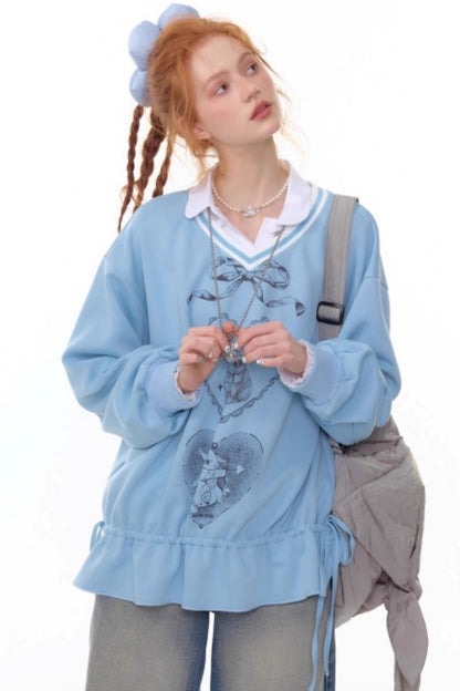 Retro Rabbit V-Neck Sweatshirt