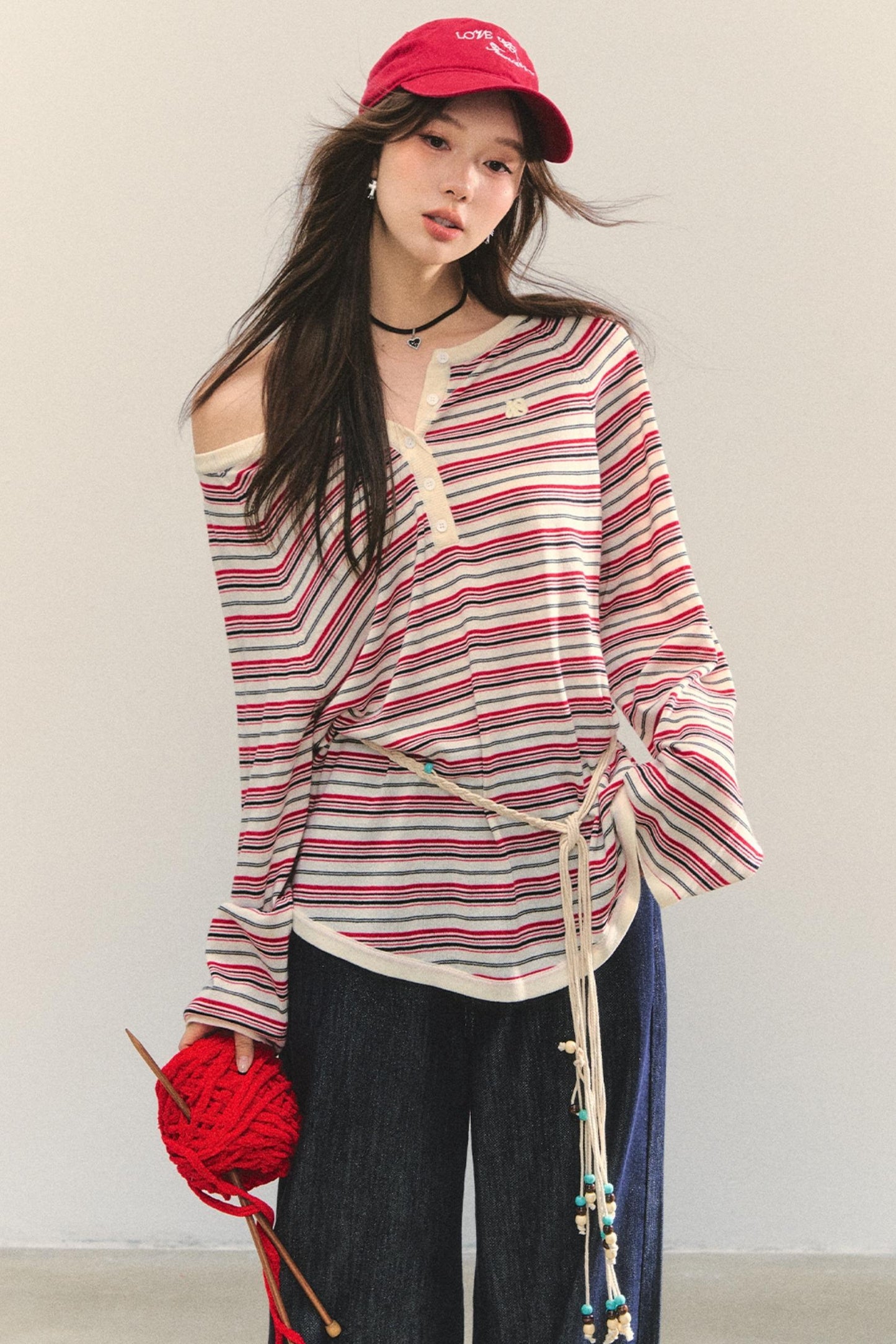 Pink Striped Knit Top
