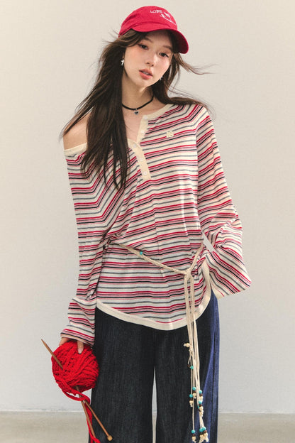 Pink Striped Knit Top
