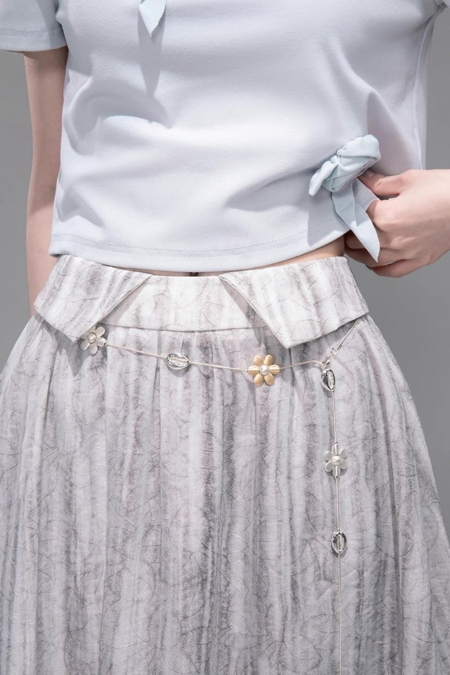 Smudge Art Sheer Print Skirt