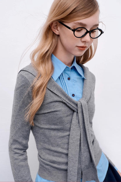 Casual Navy Collar Pullover Sweater