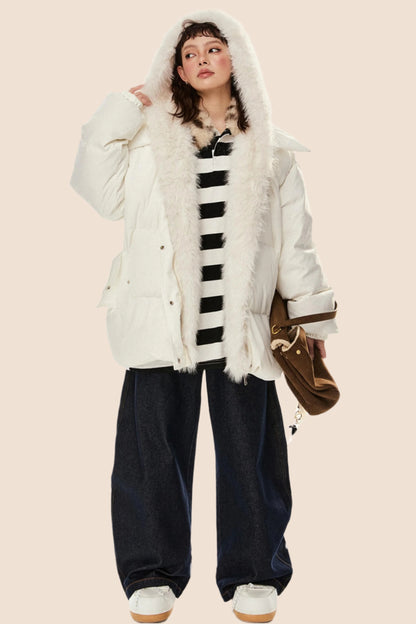 Hooded Thickened White Duck Down Jacket