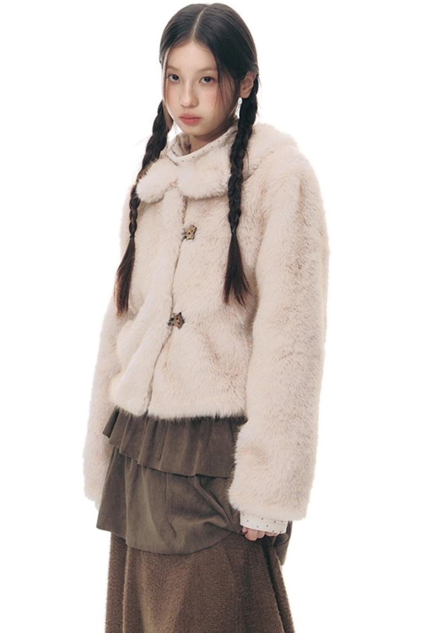 Faux Fur Doll Collar Jacket