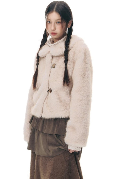 Faux Fur Doll Collar Jacket
