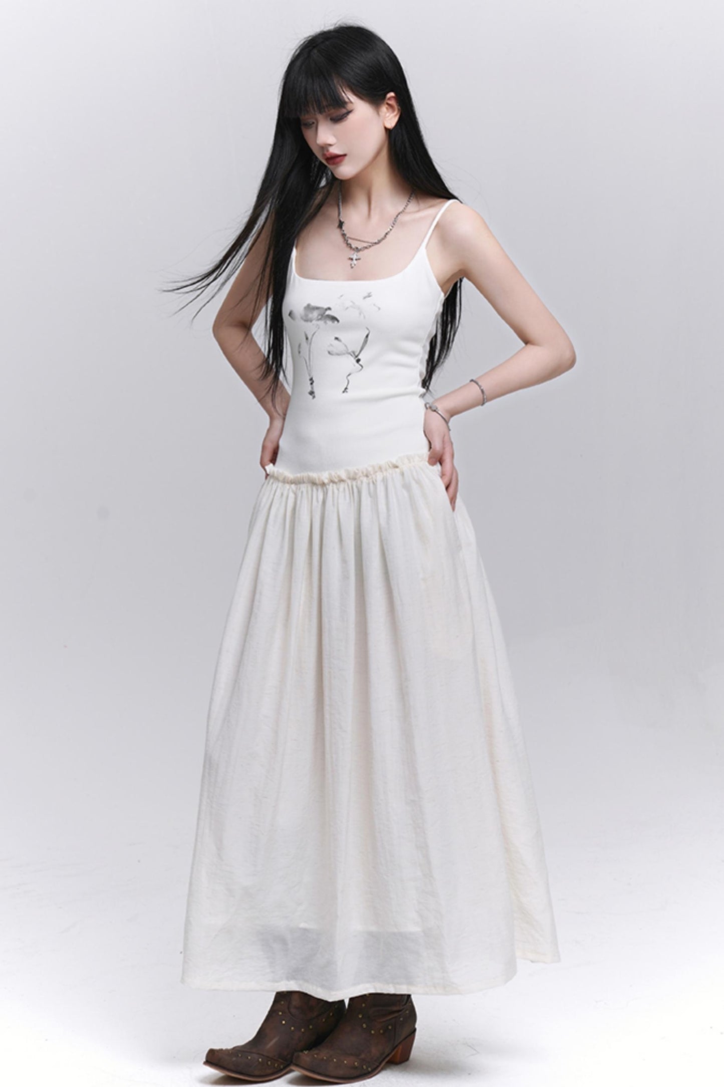 Summer Black-White Halter Dress