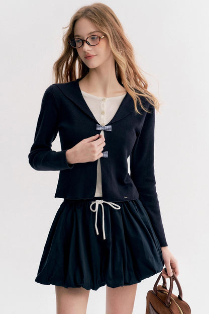 Navycore Check Knitted Cardigan