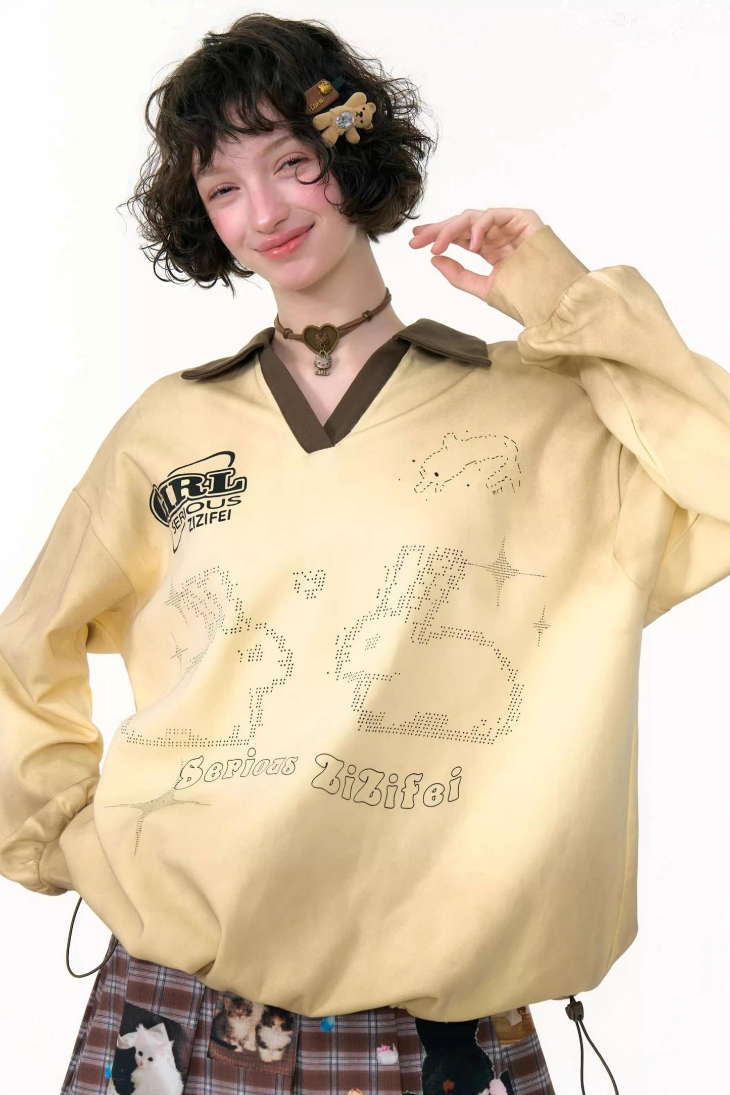 Gradient Print Polo Sweatshirt