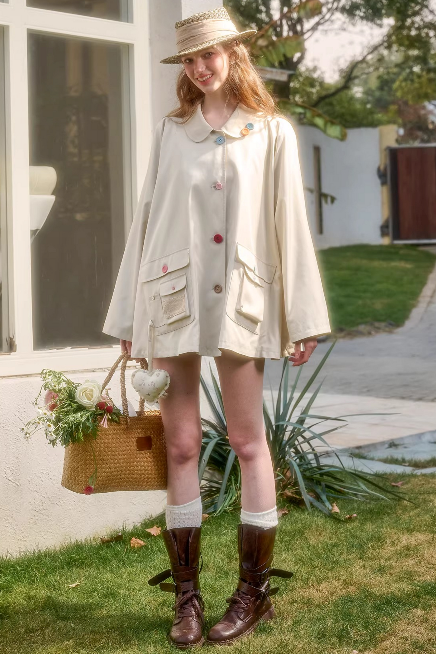 Button Pocket Trench Coat
