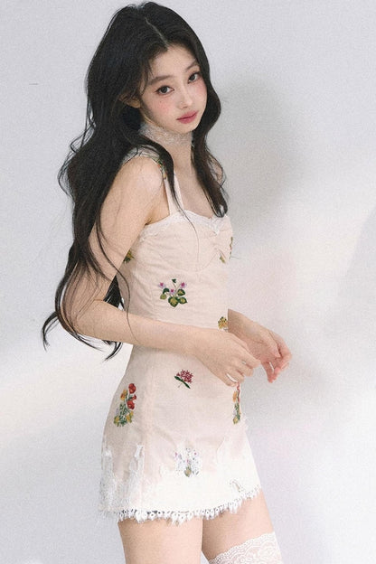 One-Shoulder Lace Mini Dress