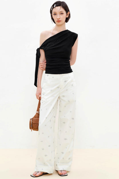 White Summer High-Waisted Straight Jeans