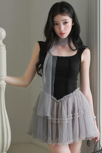 Mesh Patchwork Princess Dress