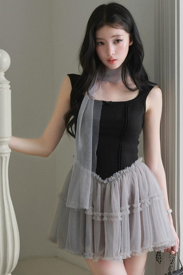 Mesh Patchwork Princess Dress