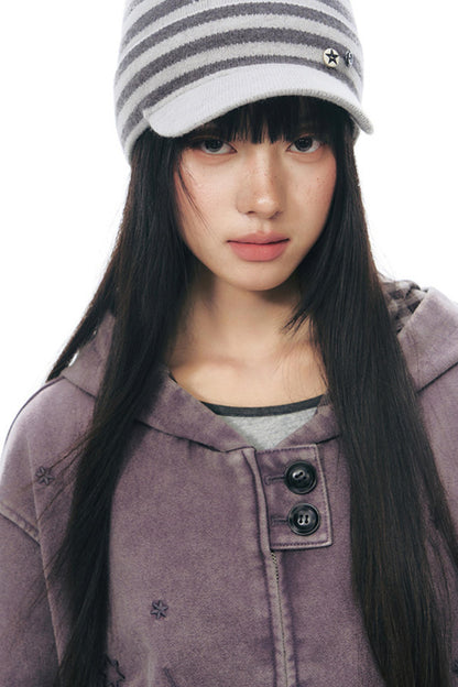 Striped Knit Baseball Cap