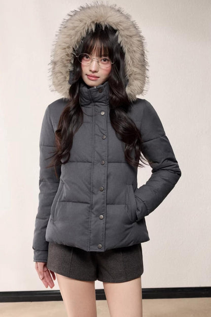 Stand-Up Fur Collar Down Jacket