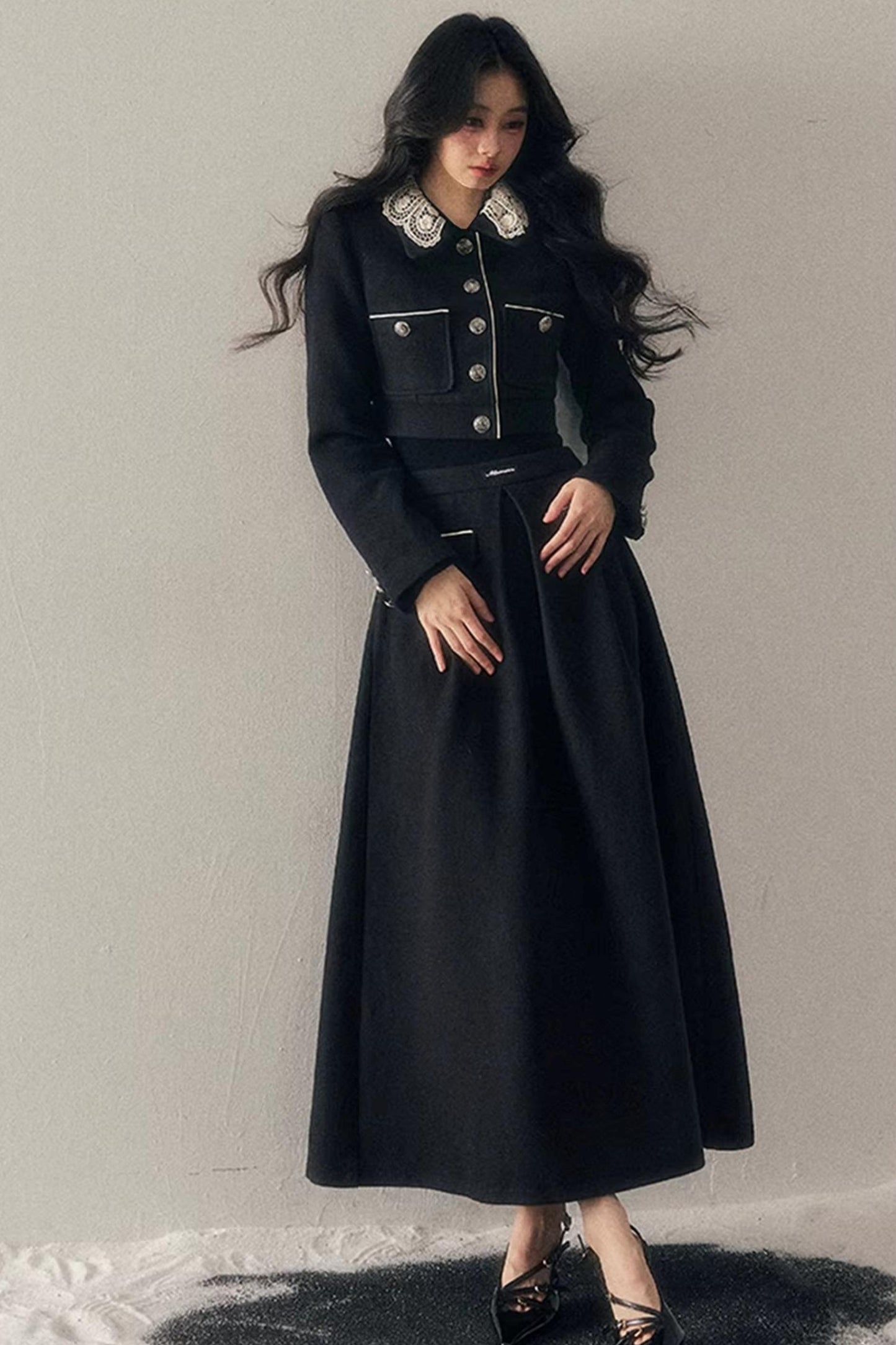 Whisper Lace Winter Suit Skirt Set-Up