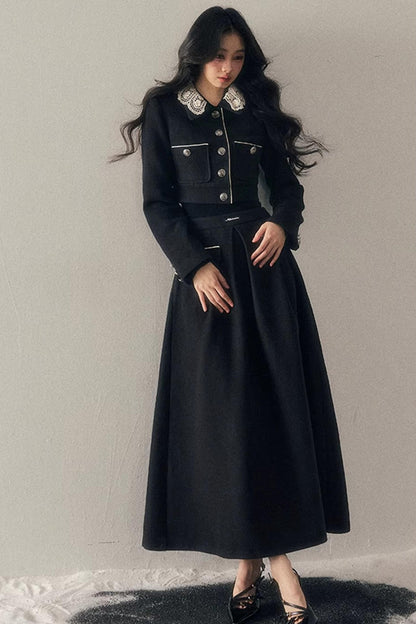 Whisper Lace Winter Suit Skirt Set-Up