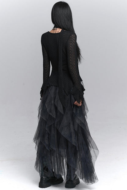 Gray Knitted Slim Top