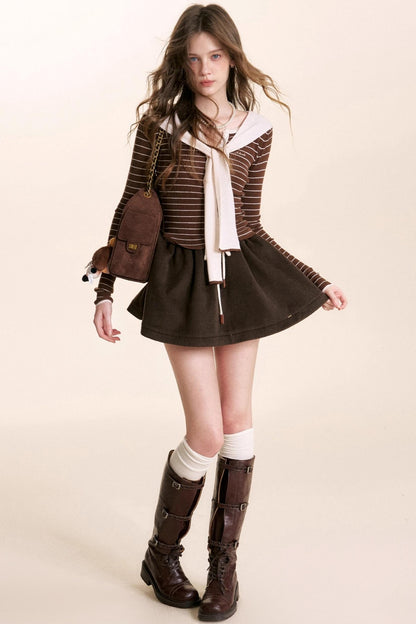 Fragrant Chocolate Wool A-Line Skirt