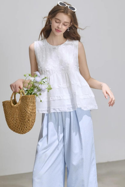 Summer White Embroidered Top