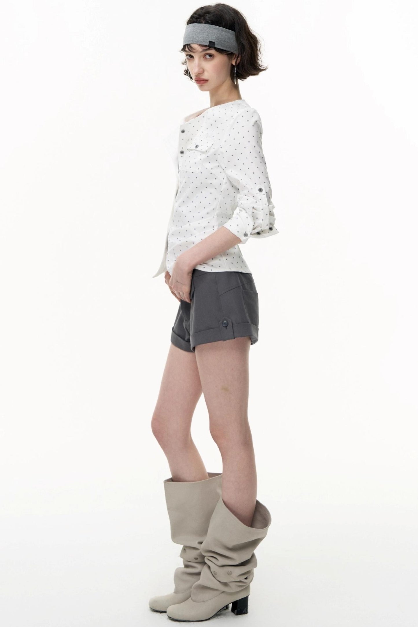 Slimming Retro Polka Dot Shirt