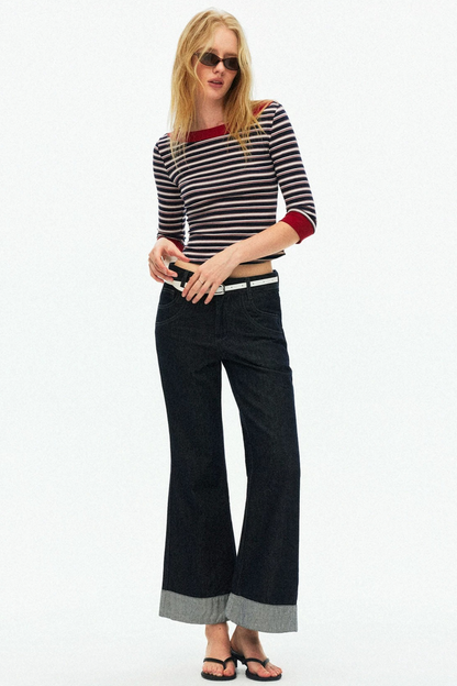 Lyocell Tencel Striped Knit Sweater