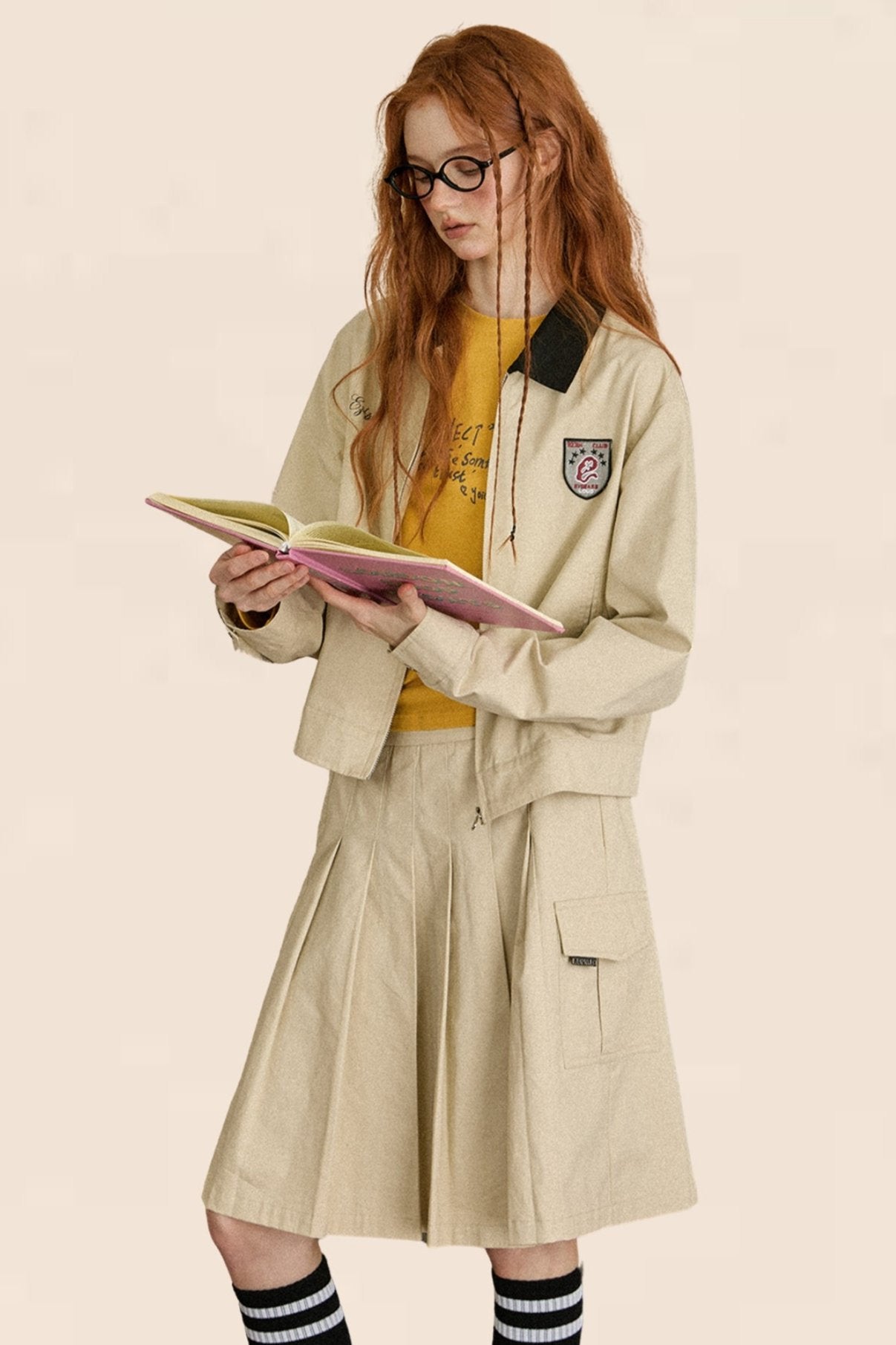 Retro College Jacket Two-Piece Set-Up