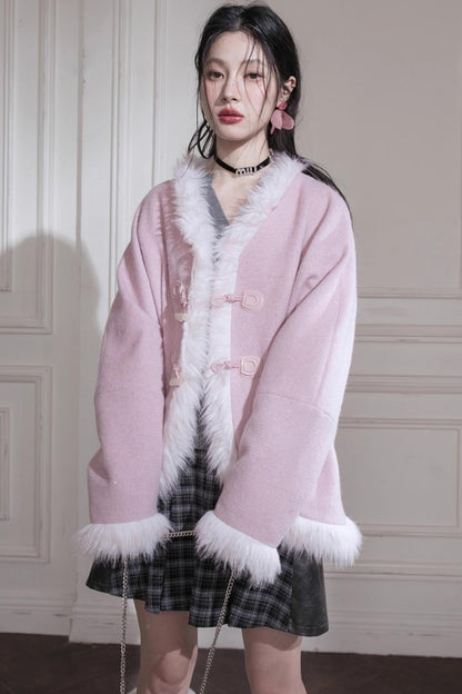 Snow Cherry Wool Coat