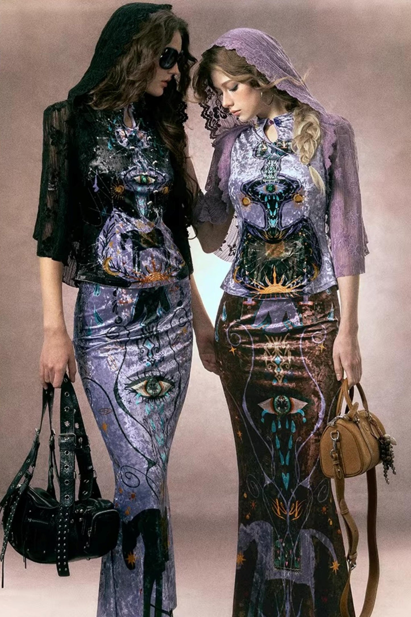 Tarot Velvet Fishtail Skirt Suit Set-Up